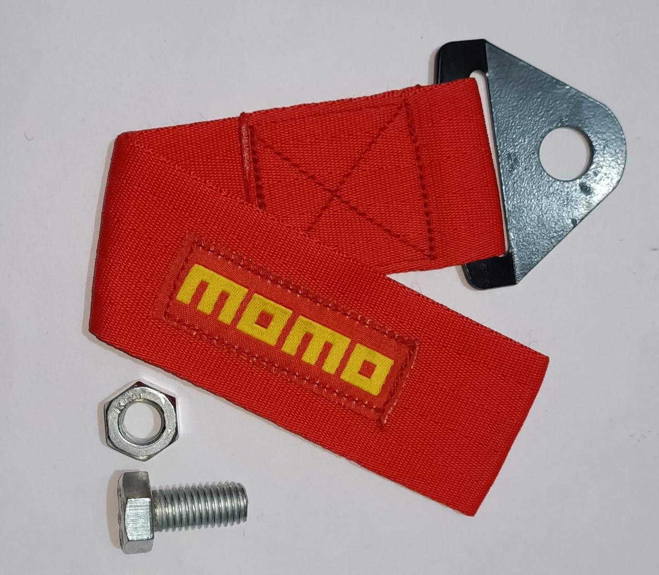 MOMO CAR Truck Tow Belt Strap RED Universal Front Rear Tow Strap Tow Hook Towing Belt (Nylon, 1000 kg Pull Capacity 1 Piece