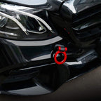 Round Dummy Hook Car Bumper Tow Hook Universal Decorative Racing Style Trailer Hook Sticker Rear Tow Strap Tow Hook Towing Belt (RED PVC Round Dummy Hook)