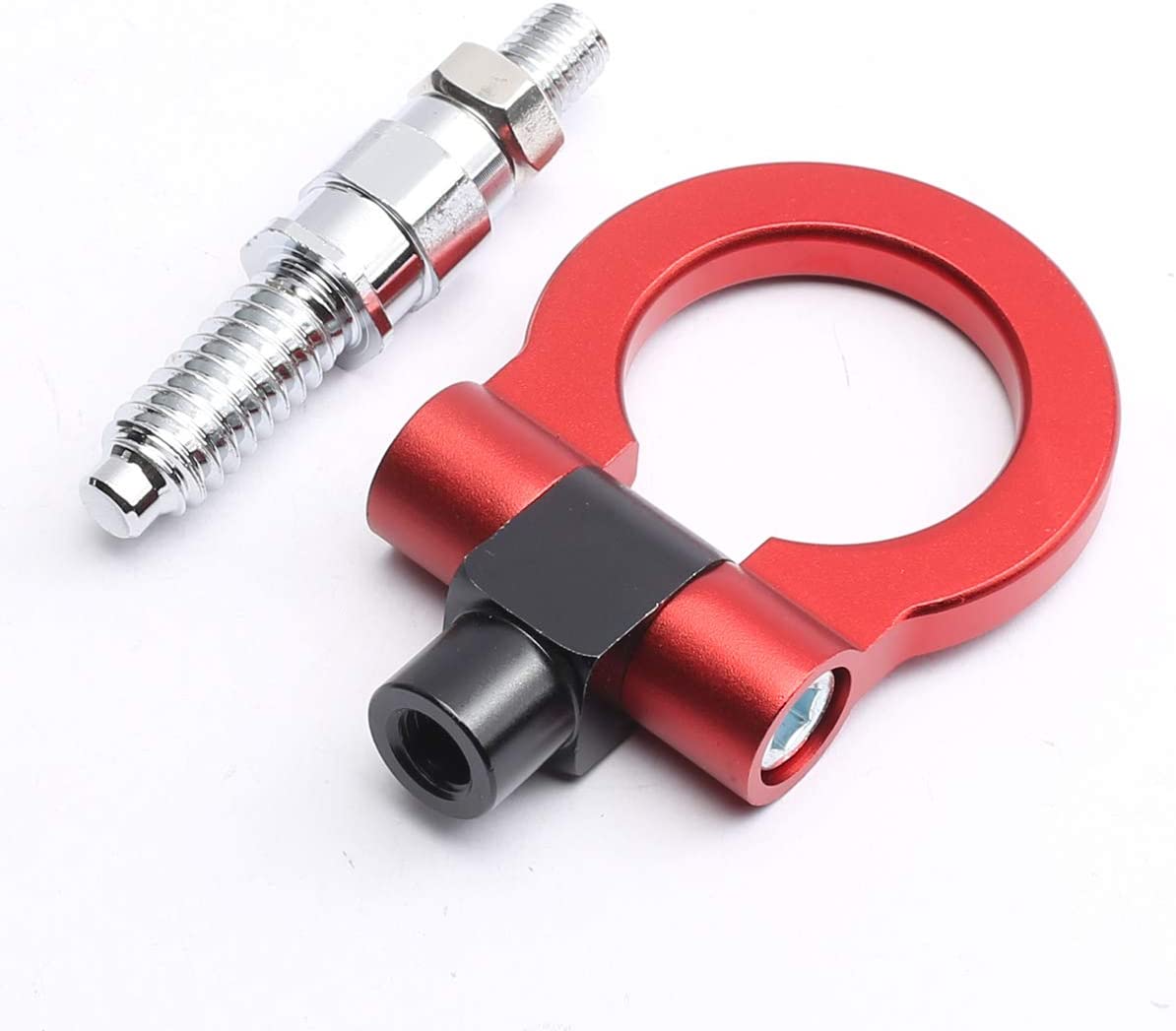RED 1PC, Metal Round Hook JDM Racing Aluminum Triangle Tow Hooks Eyes Front Rear Japanese Car Auto Traile Rear Japanese Car Auto Trailer.