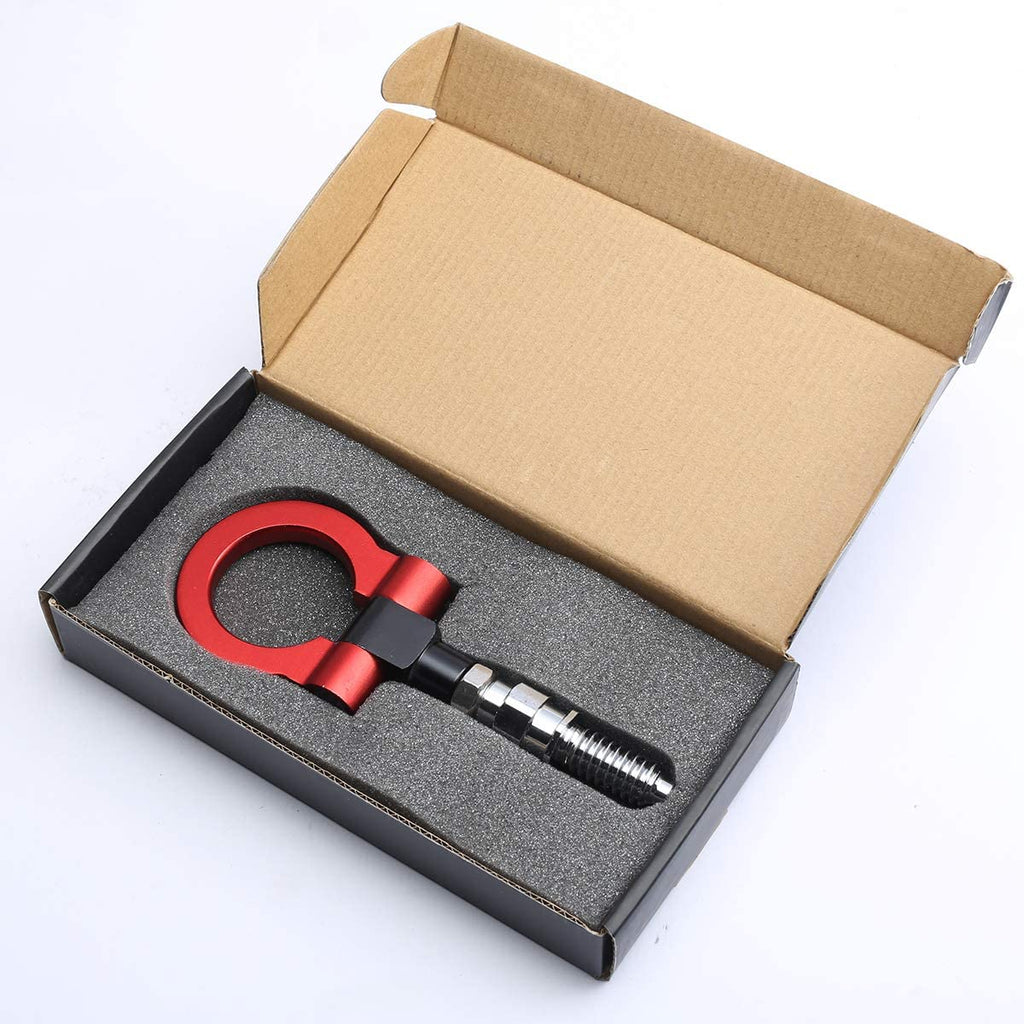 RED 1PC, Metal Round Hook JDM Racing Aluminum Triangle Tow Hooks Eyes Front Rear Japanese Car Auto Traile Rear Japanese Car Auto Trailer.