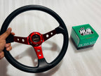 RED, SPARCO 14INCH DEEP STEERING Style Universal Steering Wheel for Sports Car Look Rally Race Off Road WID BOOS KIT HUB Free-1 Piece Sparco Steering