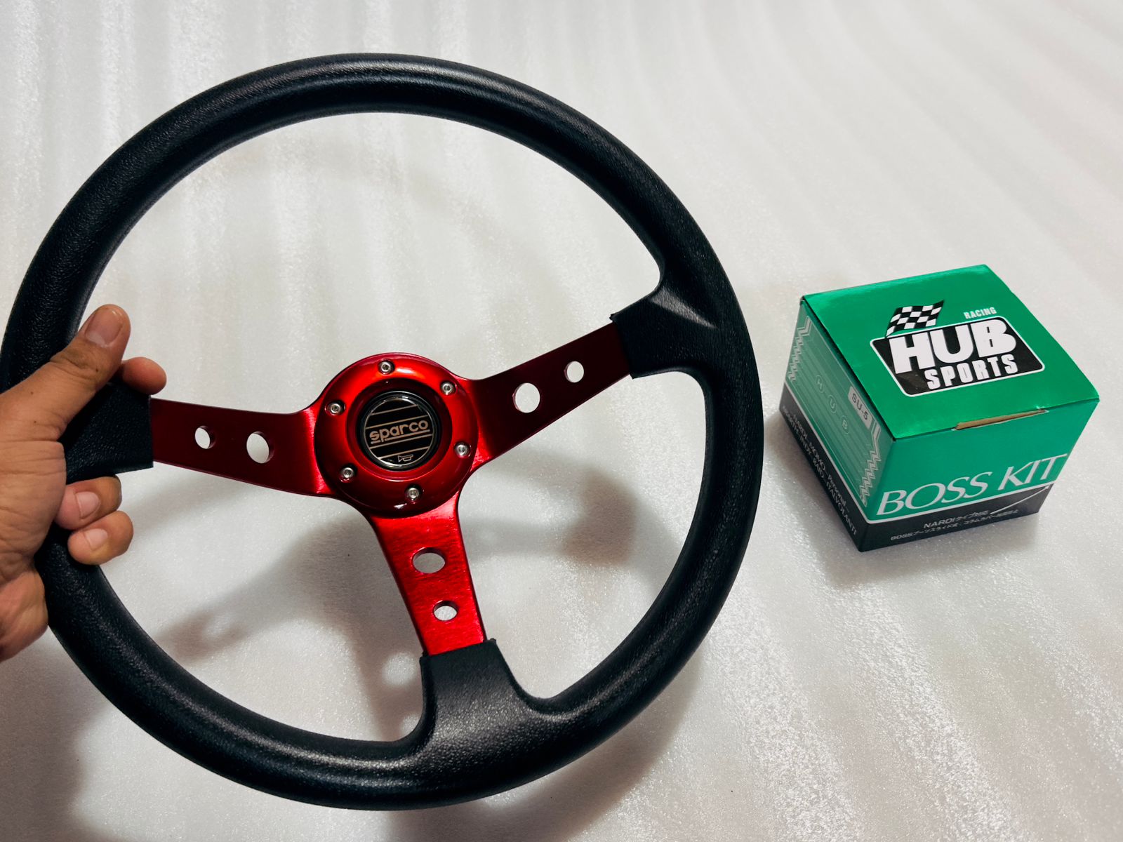 RED, SPARCO 14INCH DEEP STEERING Style Universal Steering Wheel for Sports Car Look Rally Race Off Road WID BOOS KIT HUB Free-1 Piece Sparco Steering