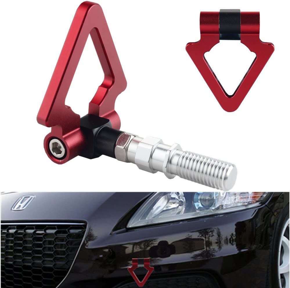1PC, RED METAL TRIANGLE HOOK Auto Car Track Racing Front Rear Bumper Screw on Tow Hook Trailer Ring for BMW 3 5 7 Series Z3 Z4 for Mini Cooper Triangle