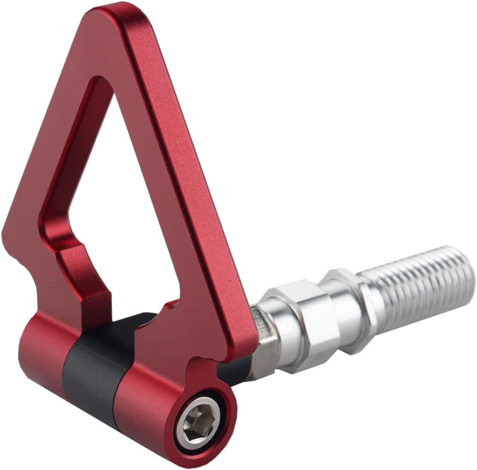 1PC, RED METAL TRIANGLE HOOK Auto Car Track Racing Front Rear Bumper Screw on Tow Hook Trailer Ring for BMW 3 5 7 Series Z3 Z4 for Mini Cooper Triangle