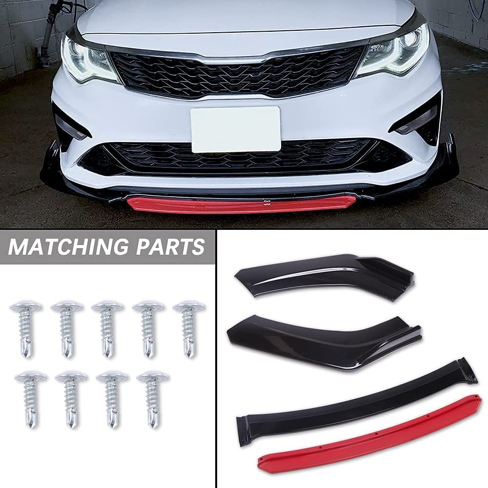 4pcs Car Front Bumper Splitter Universal Durable Car Front Lip Chin Bumper Body Kit, Universal Front Bumper Lip Splitter Protection Splitter Spoiler