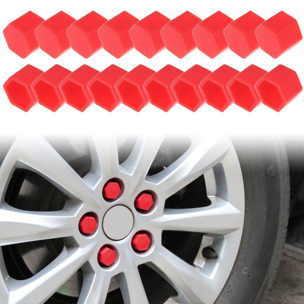 20pcs/Set RED Silicone car Wheel Nuts Bolts Cover dust Protective tyre Valve Screw Cap Cover&nbsp;