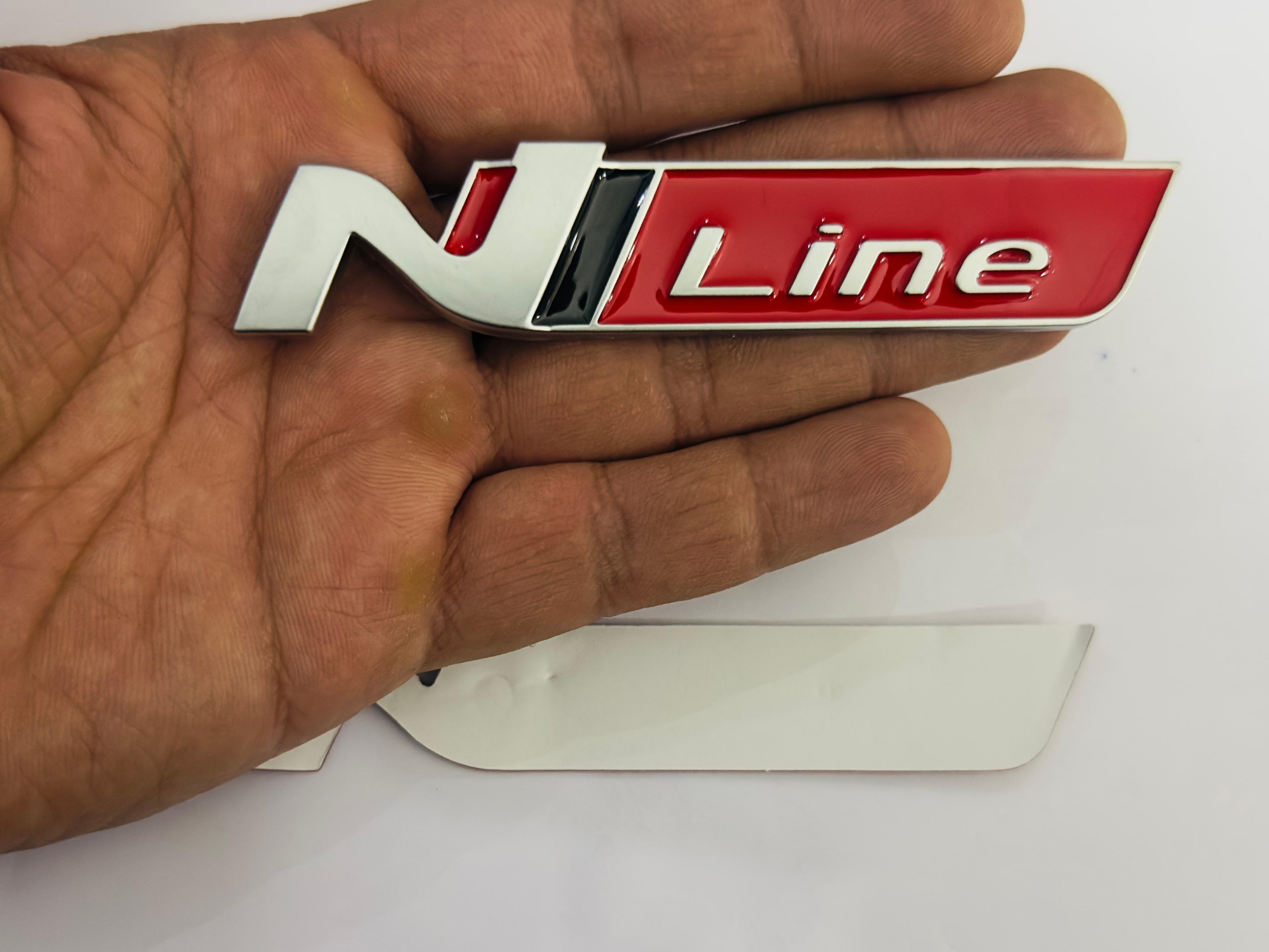Silver RED N Line Logo Car Bike Metal Logo 11cmx2cm Car Emblem 3D Badge Auto Racing Sport Sticker Grand Tourer Decal 1 Pieces