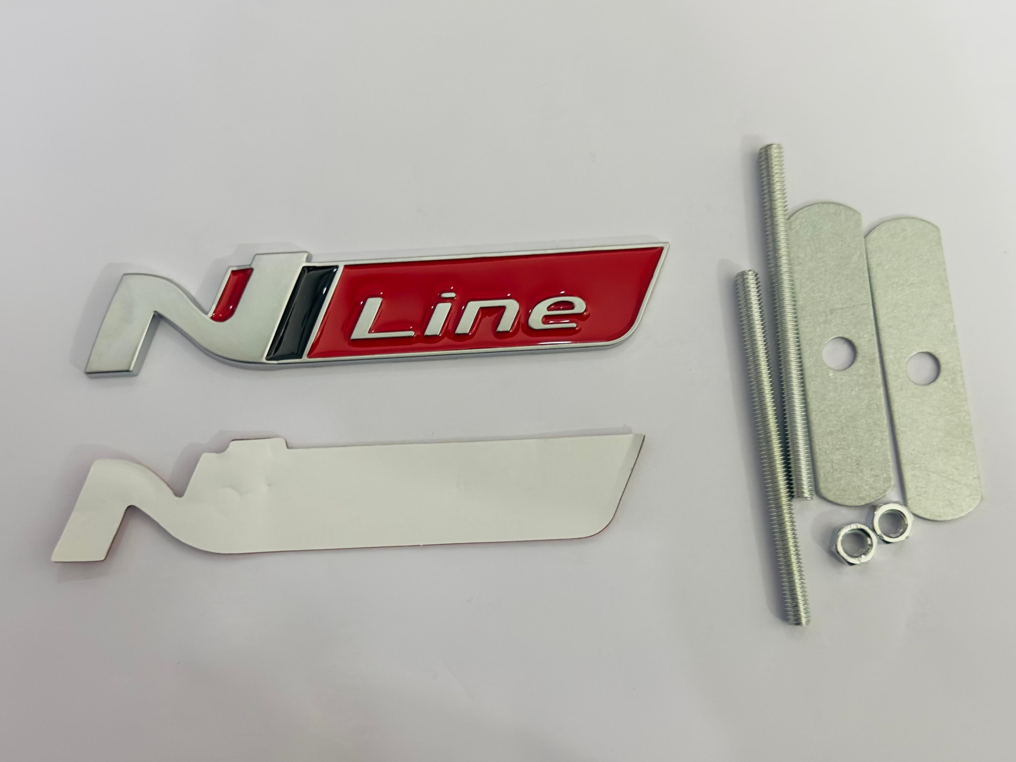 Silver Red Grill Rear N Line Logo 11cmx2cm Car Bike Metal Logo Car Emblem 3D Badge Auto Racing Sport Sticker Grand Tourer Decal Versatile Sticker