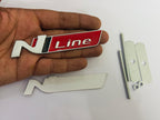 Silver Red Grill Rear N Line Logo 11cmx2cm Car Bike Metal Logo Car Emblem 3D Badge Auto Racing Sport Sticker Grand Tourer Decal Versatile Sticker