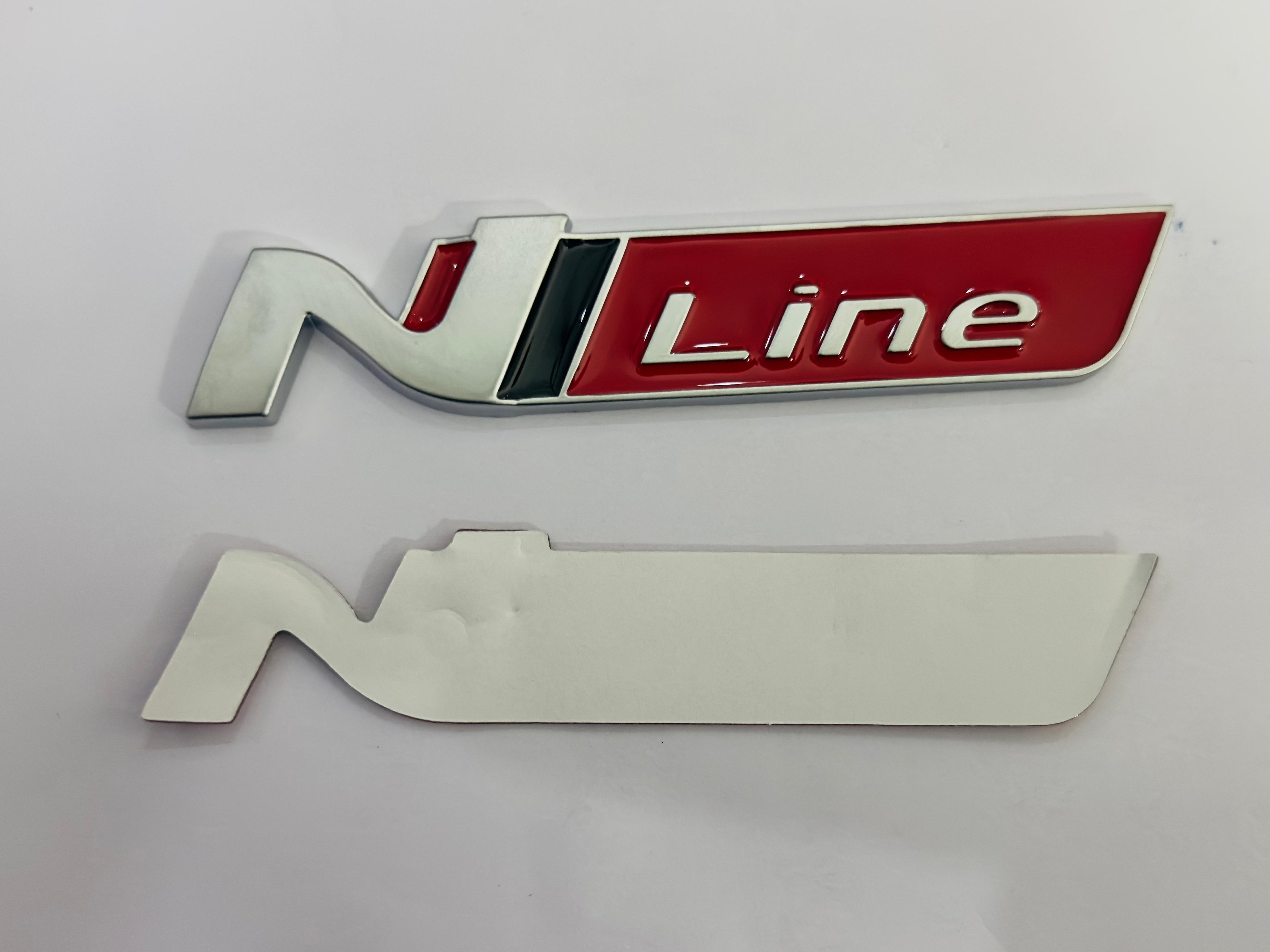 Silver RED N Line Logo Car Bike Metal Logo 11cmx2cm Car Emblem 3D Badge Auto Racing Sport Sticker Grand Tourer Decal 1 Pieces