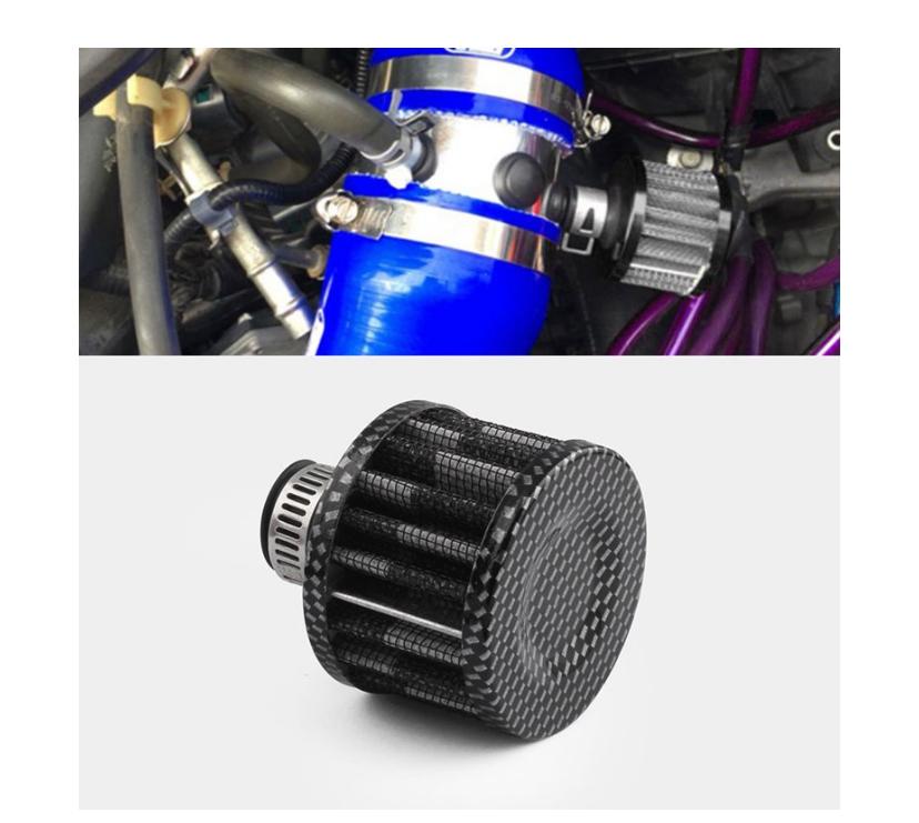 Small K N Filter Interface Bike CAR Air Filters 12Mm Air Intake Small Head Filter Modified Air Intake Filterr Vent Crankcase Smalll Engine Auto Accessories (CARBON SMALL AIR FILTER)