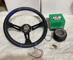 SPARCO CARBON EDITION (14INCH BLUE STEERING) DEEP STYLE Universal Steering Wheel for Sports Car Look DRIFTING Rally Race Off Road WID FREE BOSS KIT HUB