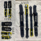 BLACK SPARCO 4 Point (Webbing Pad) JDM DRIFTING SPORTY Car Seat Belt Harness Quick Release Lock