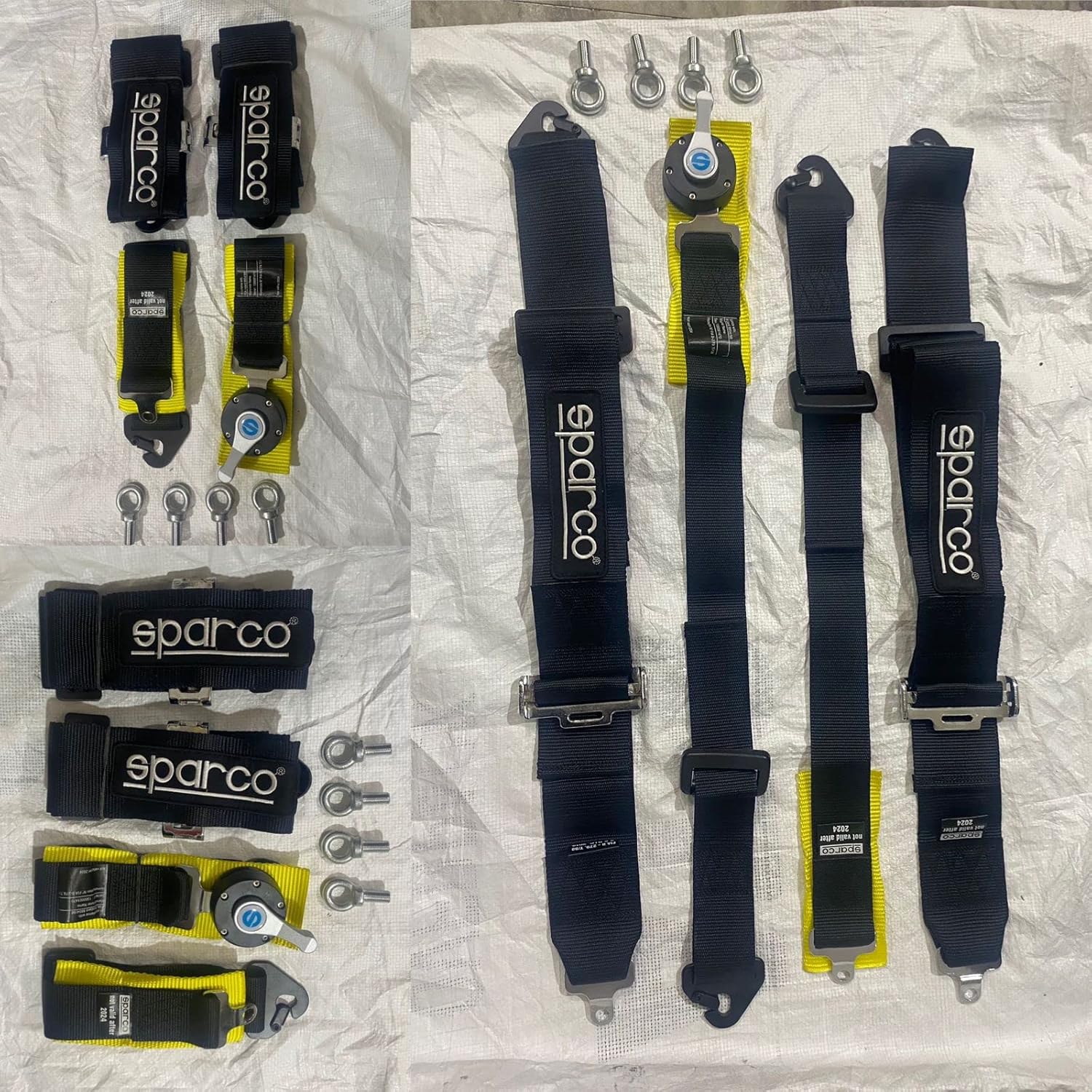 BLACK SPARCO 4 Point (Webbing Pad) JDM DRIFTING SPORTY Car Seat Belt Harness Quick Release Lock