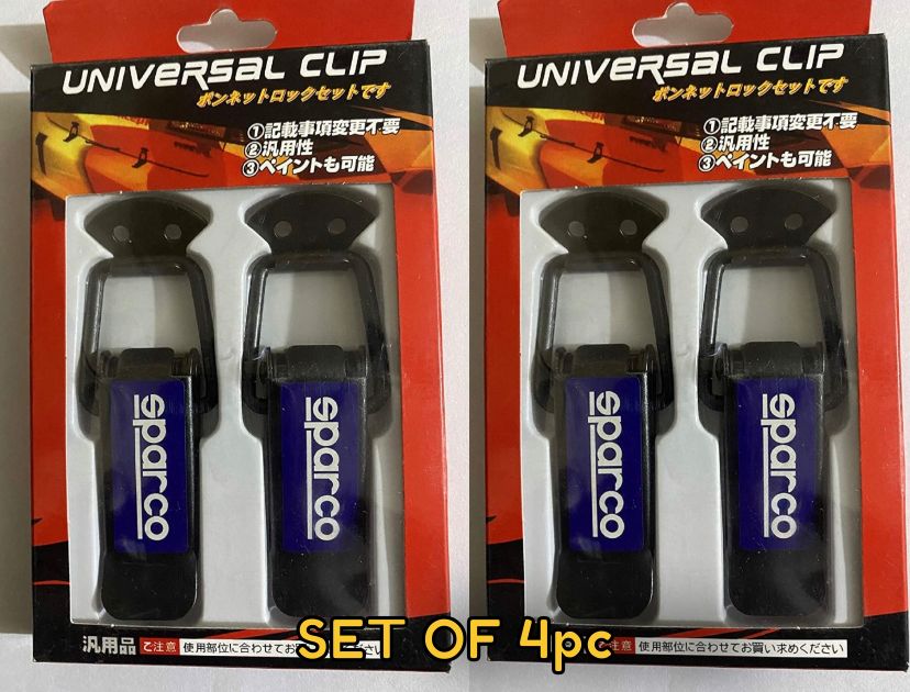 4PC/Set Sparco Metal Bumper Clip JDM Racing Car Big Boot Bonnet Side Bumper Guards Toggle Fasteners Catch Clips Sparco Bumper Clips.