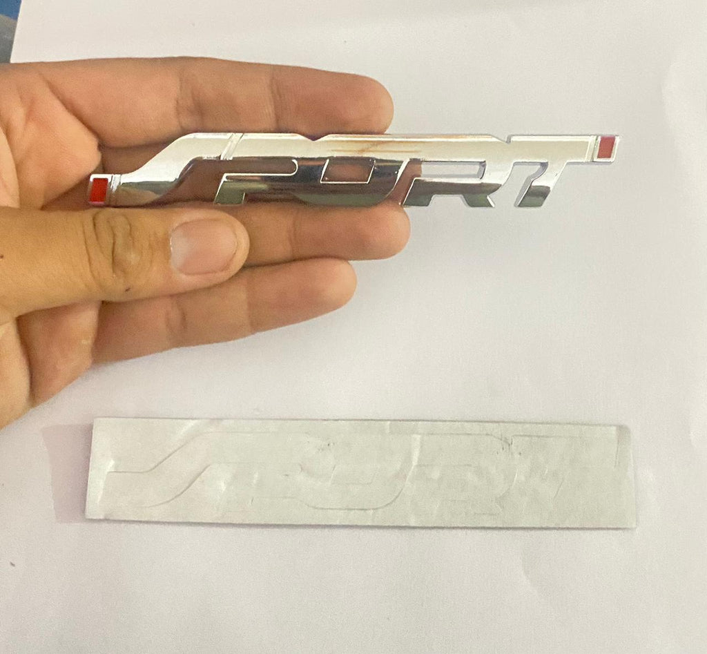 Chrome Sports Logo 13.7 x 2Cm Car Bike Metal Sports Sport Logo Car Emblem Premium 3D Badge Auto Racing Sport Sticker Grand Tourer Decal