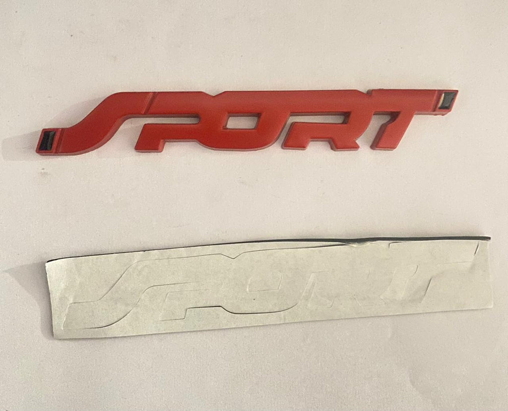RED Sport Sign Logo 1PC (13.7 x 2Cm) Sports Car Bike Metal Sport Logo Car Emblem Premium 3D Badge Auto Racing Sport Sticker Grand Tourer Decal