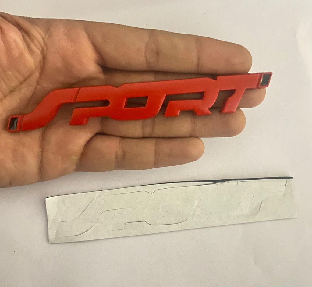 RED Sport Sign Logo 1PC (13.7 x 2Cm) Sports Car Bike Metal Sport Logo Car Emblem Premium 3D Badge Auto Racing Sport Sticker Grand Tourer Decal