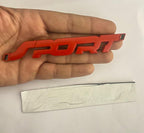 RED Sport Sign Logo 1PC (13.7 x 2Cm) Sports Car Bike Metal Sport Logo Car Emblem Premium 3D Badge Auto Racing Sport Sticker Grand Tourer Decal