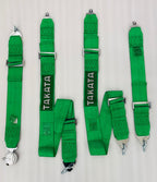 GREEN TAKATA 4 Point (Webbing Pad) JDM DRIFTING SPORTY Car Seat Belt Harness Quick Release Lock