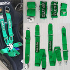 GREEN TAKATA 4 Point (Webbing Pad) JDM DRIFTING SPORTY Car Seat Belt Harness Quick Release Lock