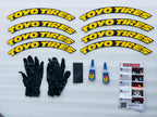 4 Tire Tyre Stickers for 4 Tire Tyres Customized Permanent Rubber Tire Tyres Sticker Auto Accessories (2 Glue + 2 Gloves Included) (Yellow Toyo TYRE Sticker)