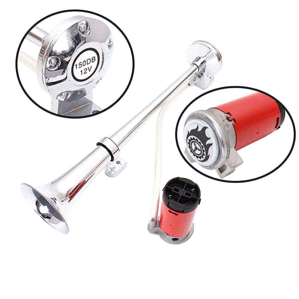12V Single TRAIN Trumpet Air Horn Single Trumpet Air Horn And Compressor Powerful Loud 150db for Truck Boat SUV Train HORN