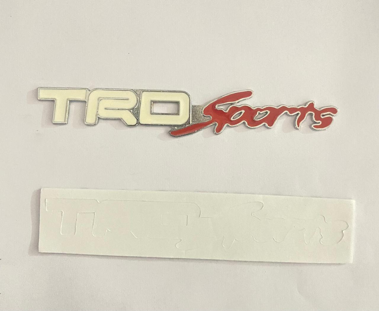 1 Piece TRD Sports Logo-White RED 13.8 x 2Cm Car Metal TRD TRDSPORTS Logo Car Emblem Premium 3D Badge Auto Racing Sport Sticker Grand Tourer Decal