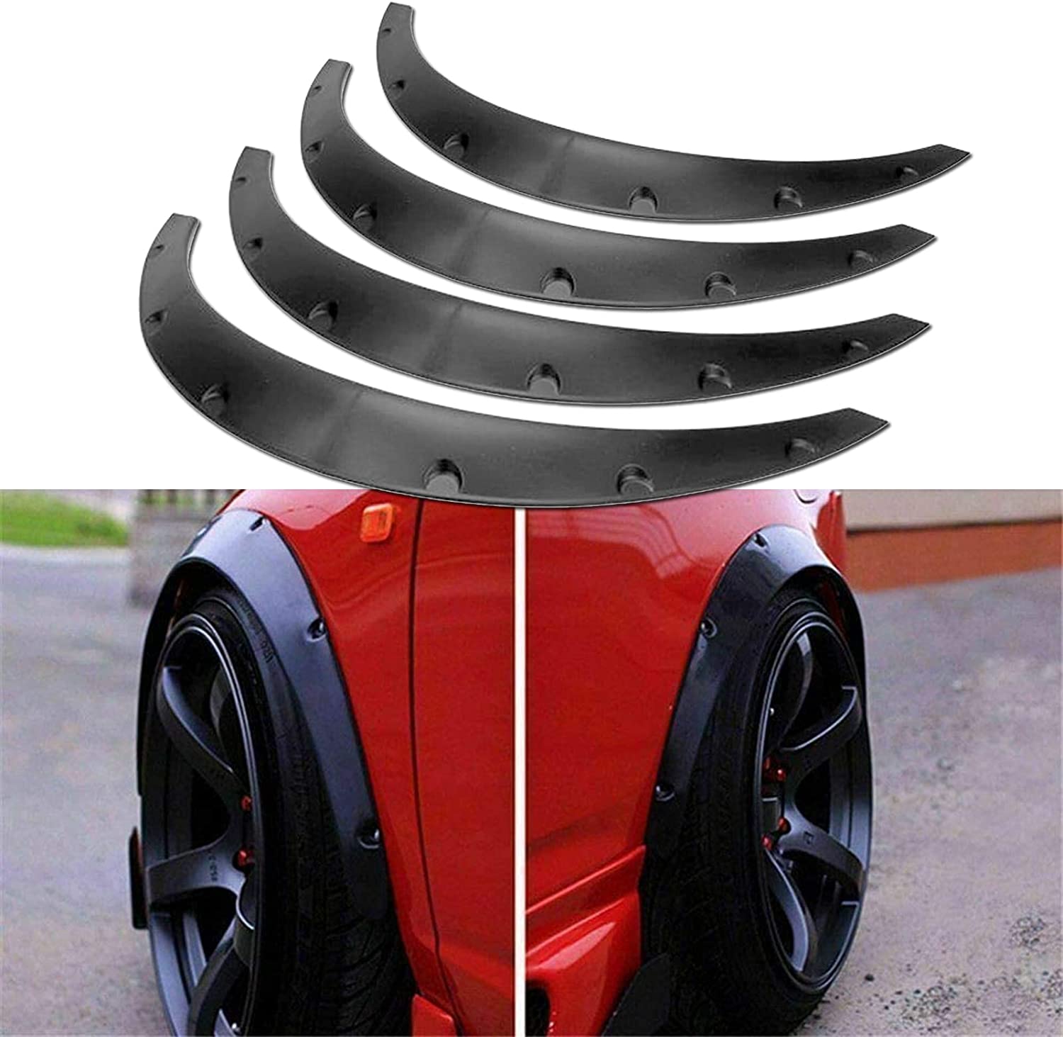 4PC Fender Flares 4PCS 3.5"/890mm Universal Car Wheel Fender Flares Flexible Wide Body Wheel Arches Universal Arch Fennder Fllare Auto Accessories