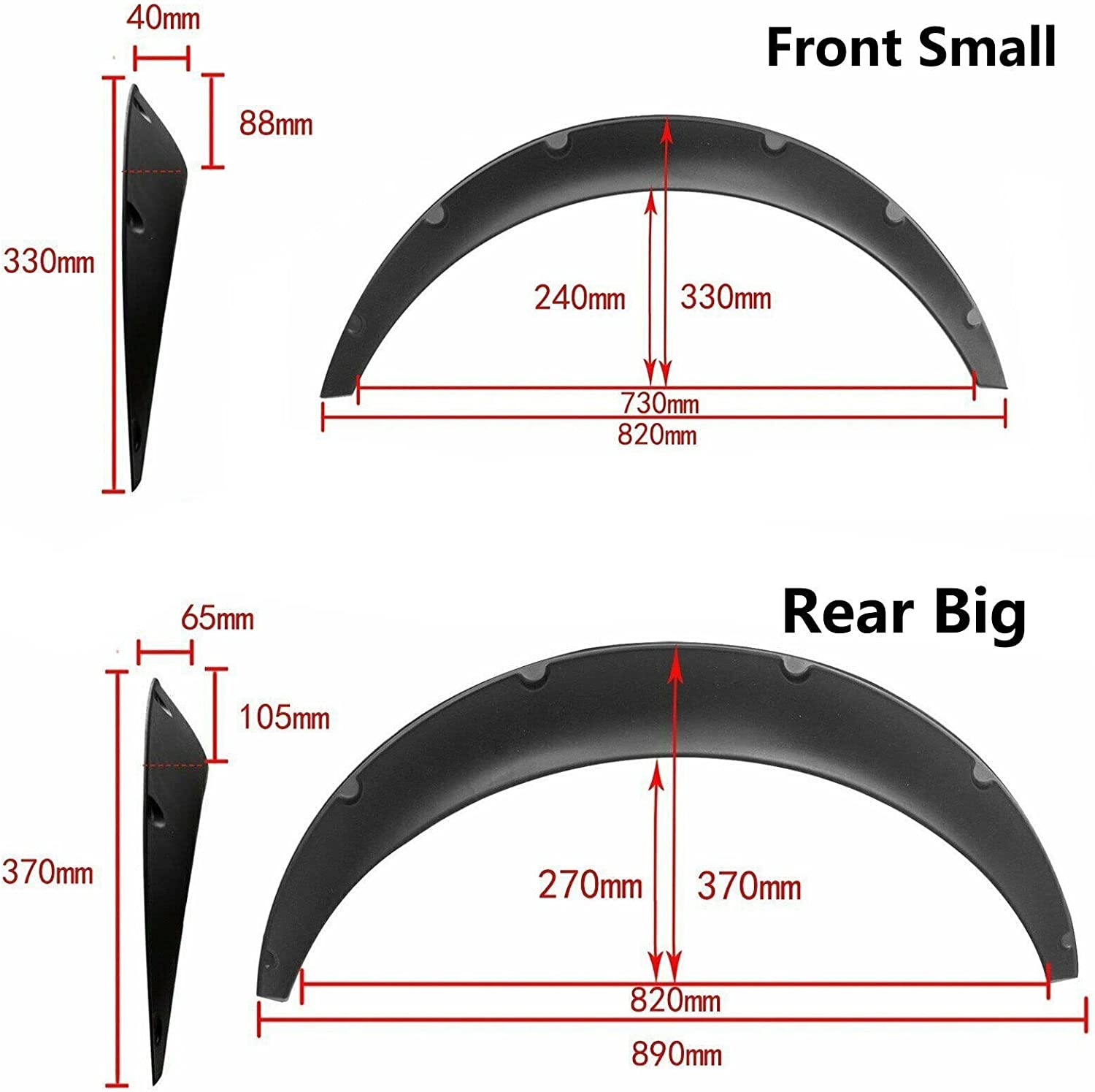 4PC Fender Flares 4PCS 3.5"/890mm Universal Car Wheel Fender Flares Flexible Wide Body Wheel Arches Universal Arch Fennder Fllare Auto Accessories