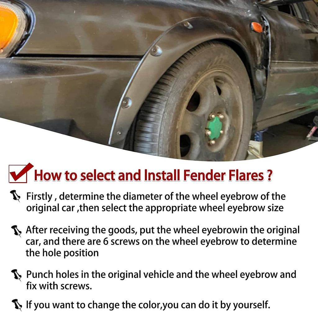 4PC Fender Flares 4PCS 3.5"/890mm Universal Car Wheel Fender Flares Flexible Wide Body Wheel Arches Universal Arch Fennder Fllare Auto Accessories
