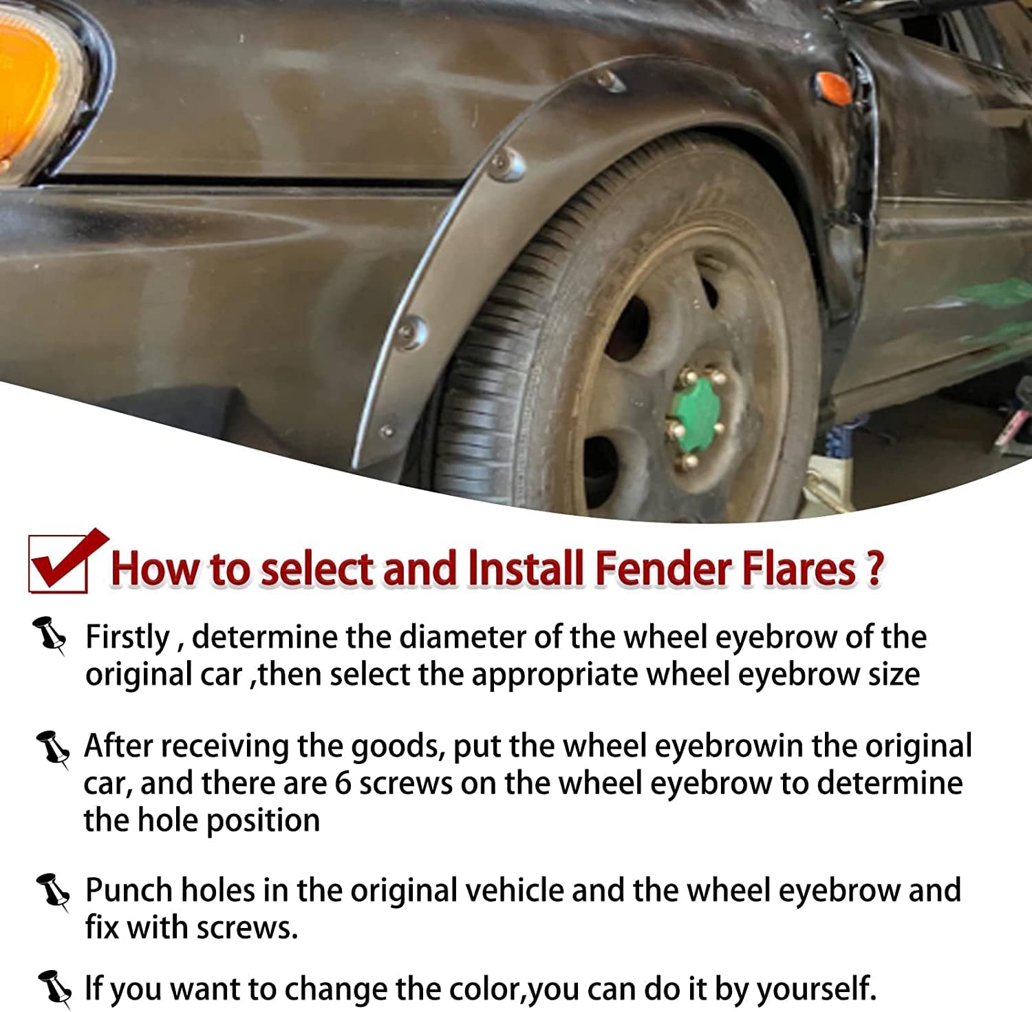 4PC Fender Flares 4PCS 3.5"/890mm Universal Car Wheel Fender Flares Flexible Wide Body Wheel Arches Universal Arch Fennder Fllare Auto Accessories
