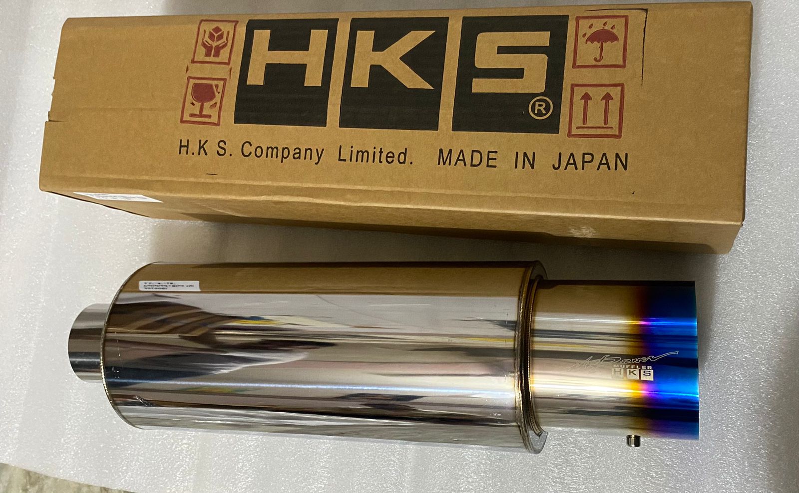 UNIVERSAL FOR ALL CAR Stainless-STEEL HKS SINGLE ROUND TIP Exhaust Muffler Silencer Burnt Tip HKS Muffler Car Exhaust System Loud Exhaust MUFFLER 1PC