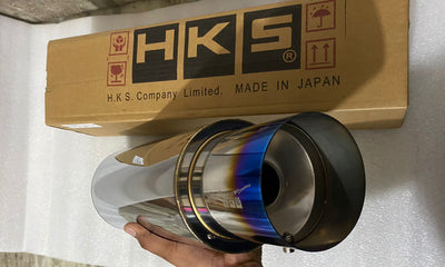 UNIVERSAL FOR ALL CAR Stainless-STEEL HKS SINGLE ROUND TIP Exhaust Muffler Silencer Burnt Tip HKS Muffler Car Exhaust System Loud Exhaust MUFFLER 1PC