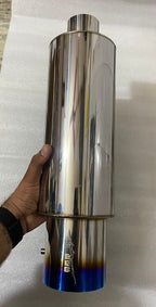 UNIVERSAL FOR ALL CAR Stainless-STEEL HKS SINGLE ROUND TIP Exhaust Muffler Silencer Burnt Tip HKS Muffler Car Exhaust System Loud Exhaust MUFFLER 1PC