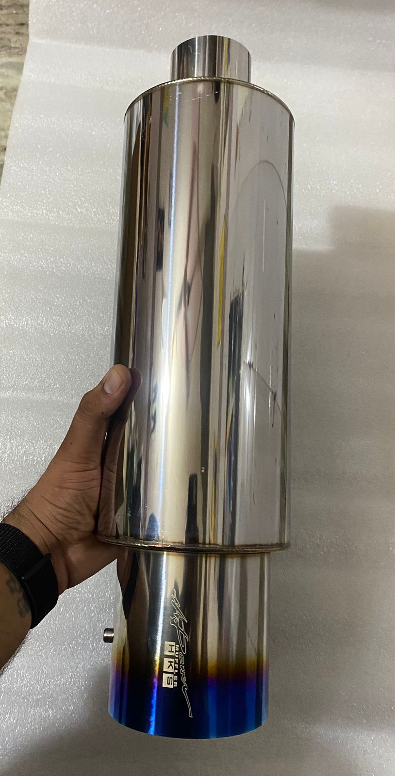UNIVERSAL FOR ALL CAR Stainless-STEEL HKS SINGLE ROUND TIP Exhaust Muffler Silencer Burnt Tip HKS Muffler Car Exhaust System Loud Exhaust MUFFLER 1PC