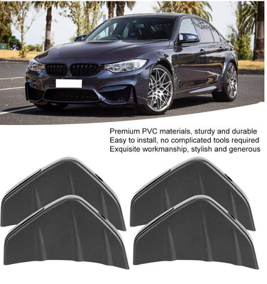 4 PCS Car Rear Bumper Lip Spoiler Universal Bumper Diffuser Shark Fins Pattern Black Auto Anti-Crash Accessories