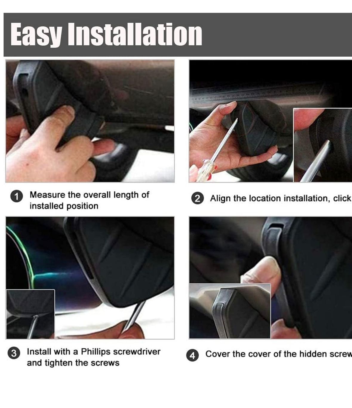 4 PCS Car Rear Bumper Lip Spoiler Universal Bumper Diffuser Shark Fins Pattern Black Auto Anti-Crash Accessories