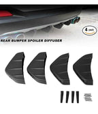 4 PCS Car Rear Bumper Lip Spoiler Universal Bumper Diffuser Shark Fins Pattern Black Auto Anti-Crash Accessories