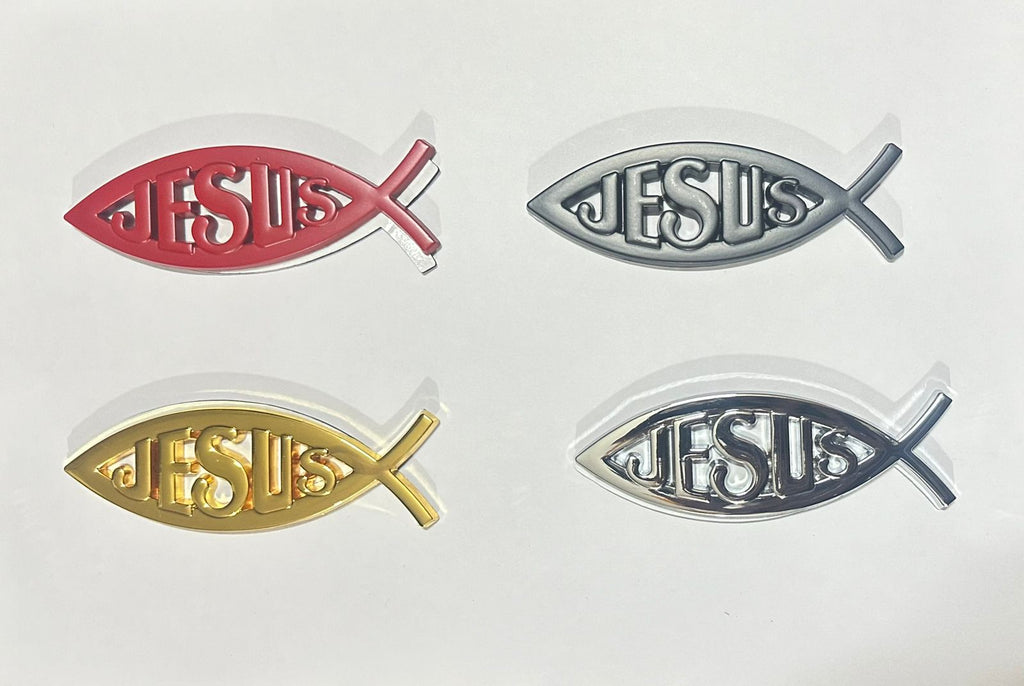 Jesus Christian Metal Sticker (10 x 3cm) Car Emblem 3D Badge Auto Racing Sport Sticker Jesus Christian Universal