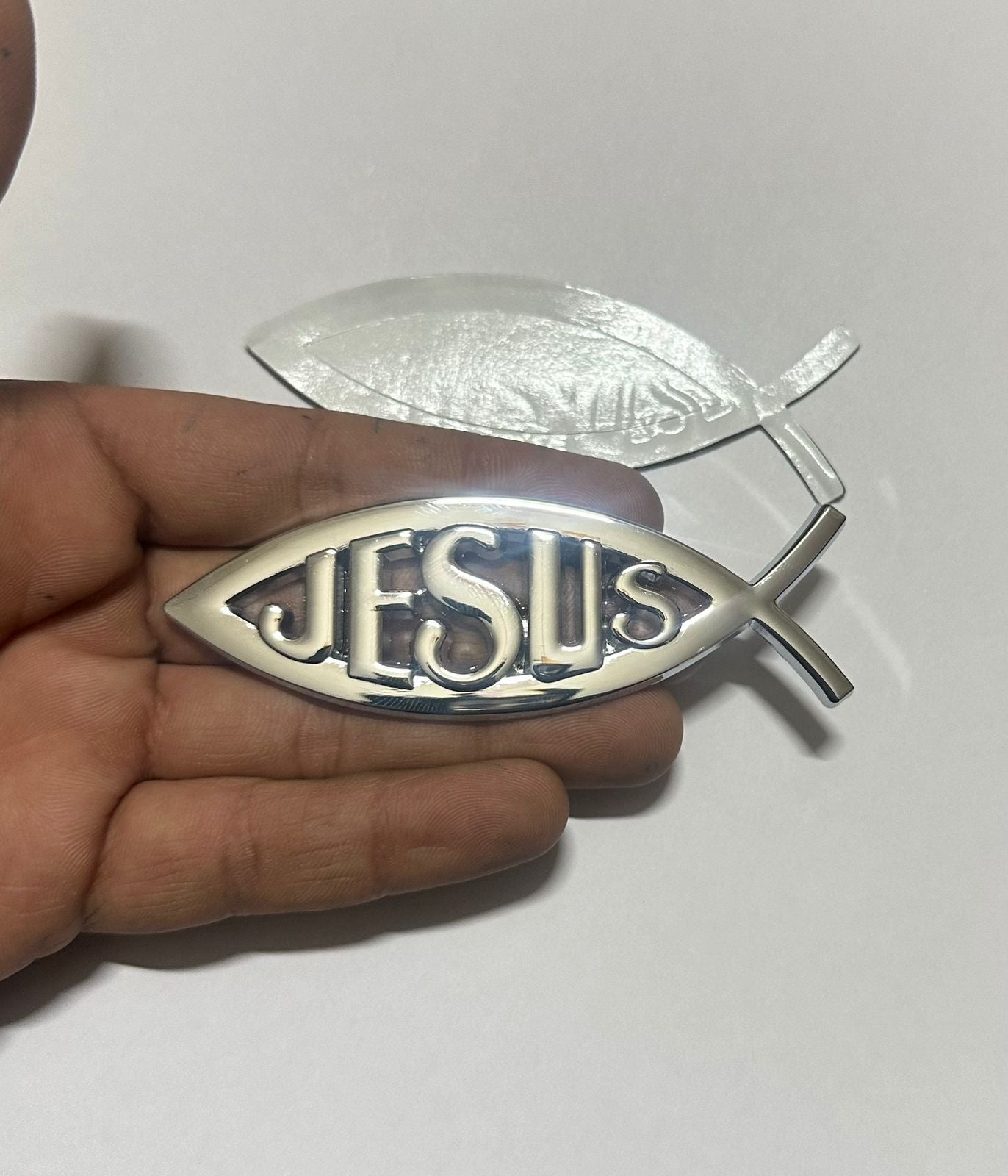 Jesus Christian Metal Sticker (10 x 3cm) Car Emblem 3D Badge Auto Racing Sport Sticker Jesus Christian Universal
