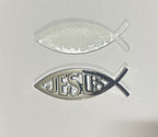 Jesus Metal Chrome Sticker (10 x 3cm) Car Metal Jesus Fish Christian Logo Car Emblem 3D Badge Attractive car.