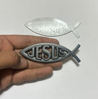 Jesus Christian BLACK Metal Sticker (10 x 3cm) Car Emblem 3D Badge Auto Racing Sport Sticker Jesus Christian Universal