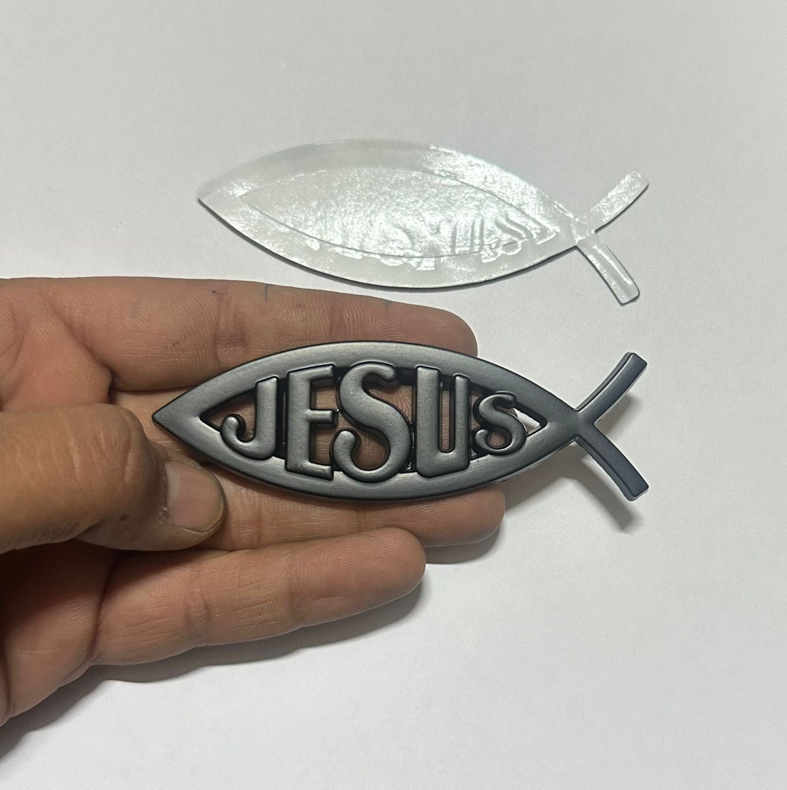 Jesus Christian BLACK Metal Sticker (10 x 3cm) Car Emblem 3D Badge Auto Racing Sport Sticker Jesus Christian Universal