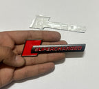 Supercharged- Black RED Sign Sticker Car Bike Metal Supercharged Logo Car Emblem Premium 3D Badge (10 x 2.6cm) Auto Racing Sport Sticker Grand Tourer Decal