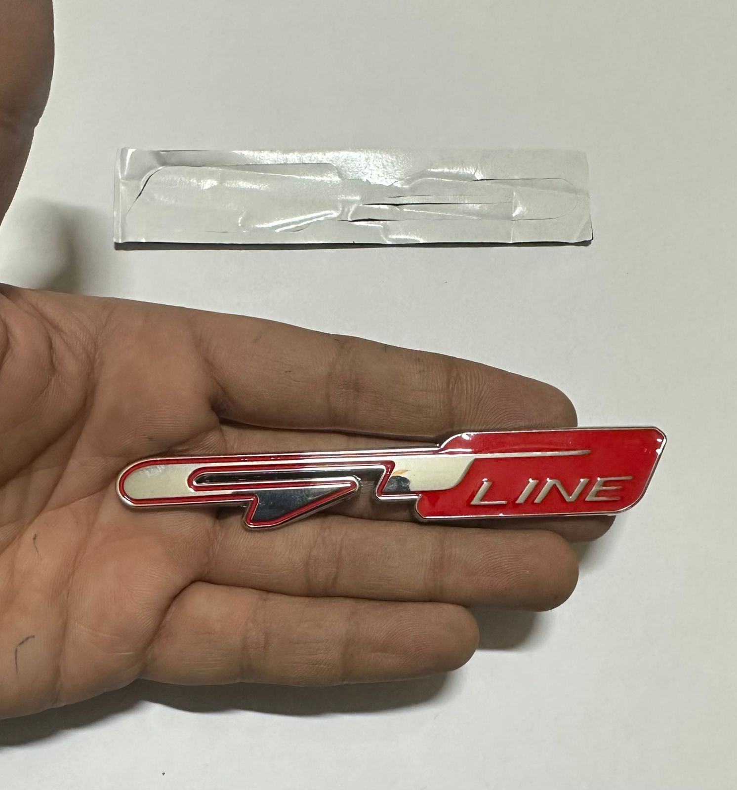 Car Bike Laptop Chrome-Red GT Line 3D Logo (11cmx2cm) GT Line Sticker Car Decor, Emblem 3D Badge, Attractive Sticker Auto Racing Sport Logo Grand Tourer Decal