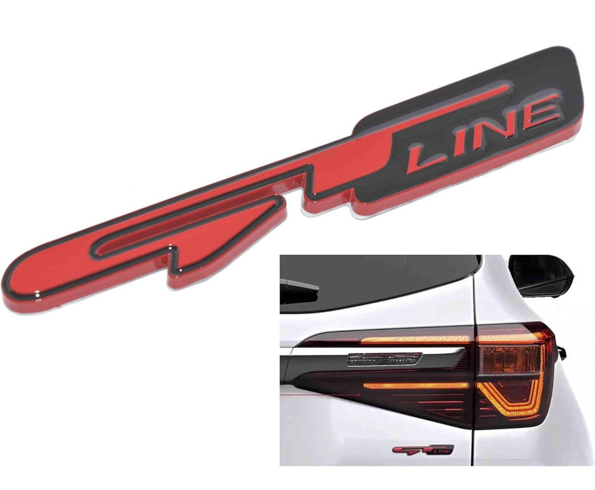 Black-Red GT Line 3D Logo (11cmx2cm) GT Line Sticker for Car Bike Laptop Emblem 3D Badge Decorative Sticker Universal Auto Racing Sport Logo Grand Tourer Decal.