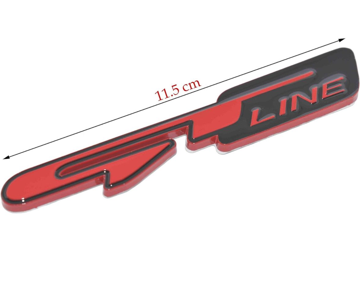 Black-Red GT Line 3D Logo (11cmx2cm) GT Line Sticker for Car Bike Laptop Emblem 3D Badge Decorative Sticker Universal Auto Racing Sport Logo Grand Tourer Decal.