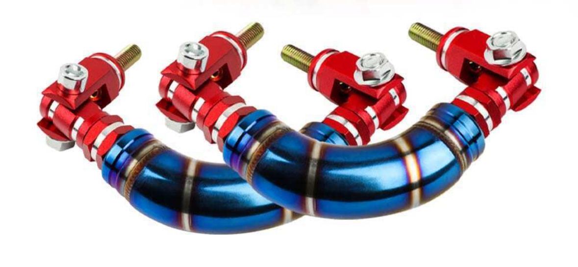 2X JDM Titanium RED JDM Titanium Roll Bar Grab Support Car Interior Grip Roof Handle Car Roof Handle Grip Burnt Grab Bar