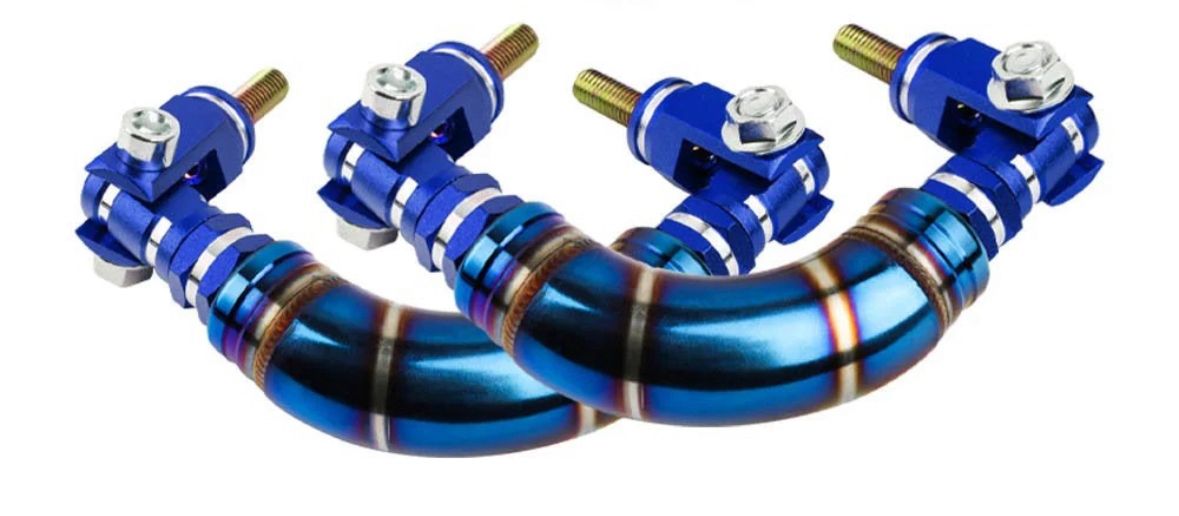 2X JDM Titanium Blue JDM Titanium Roll Bar Grab Support Car Interior Grip Roof Handle Car Roof Handle Grip Burnt Grab Bar Safety Protector